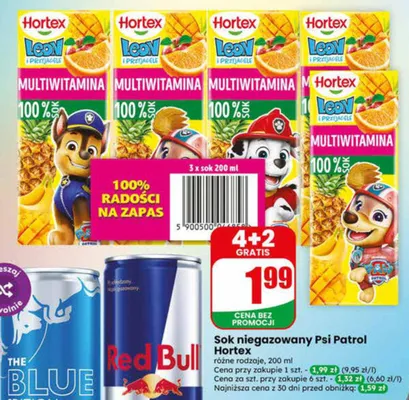 Sok niegazowany Psi Patrol Hortex multiwitamina promocja w Dino
