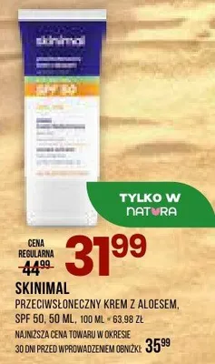 Przeciwsłoneczny krem z aloesem SPF 50 Skinimal 50ml promocja w Drogerie Natura