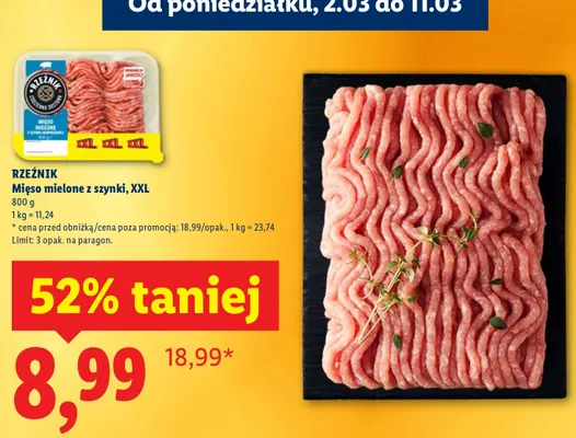 Mięso mielone z szynki, XXL promocja w Lidl