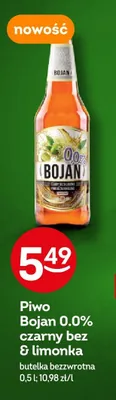 Piwo bezalkoholowe Bojan 0.0% czarny bez & limonka promocja w Żabka