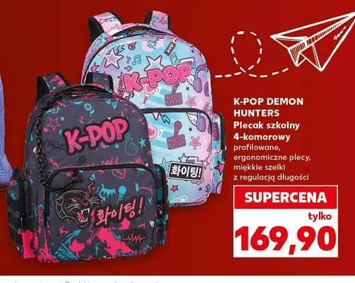 Plecak szkolny 4-komorowy K-Pop Demon Hunters promocja w Kaufland