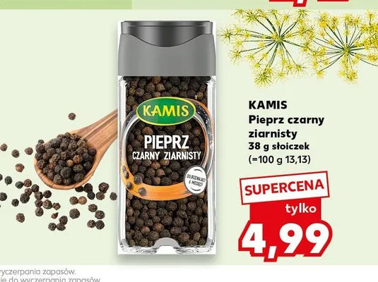 Pieprz czarny ziarnisty Kamis promocja w Kaufland