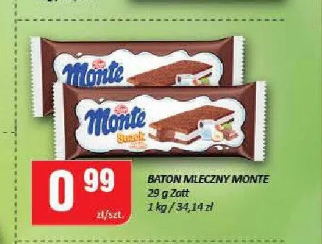Baton mleczny Monte Zott promocja w Chorten