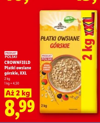 Płatki owsiane górskie Crownfield XXL promocja w Lidl