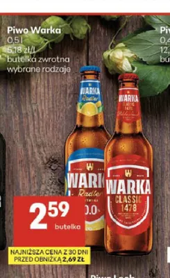 Piwo bezalkoholowe Warka Radler promocja w Delikatesy Centrum