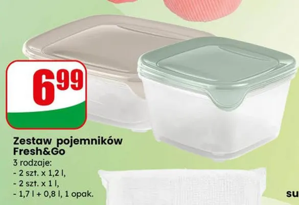 Zestaw pojemników Fresh&Go 2szt x 1,2l promocja w Dino