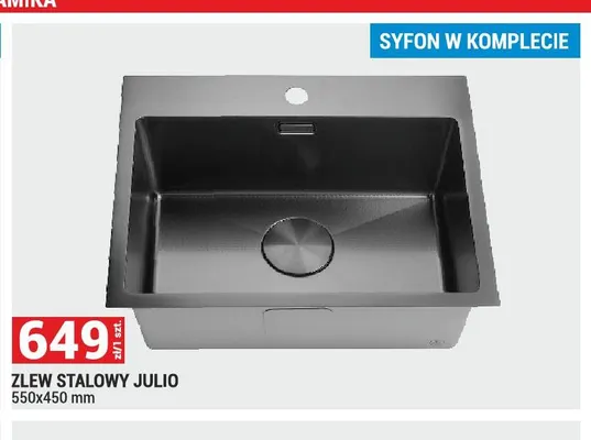 Zlew stalowy Julio promocja w Merkury Market