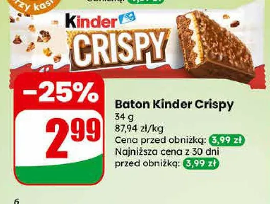 Baton Kinder Crispy promocja w Dino