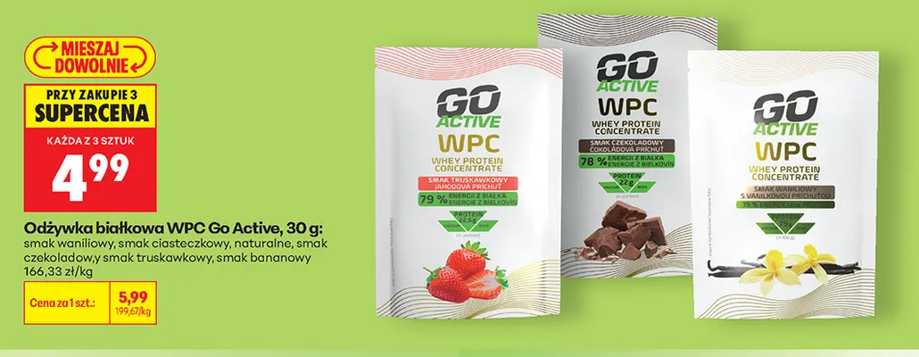Odżywka białkowa WPC Go Active smak truskawkowy promocja w Biedronka