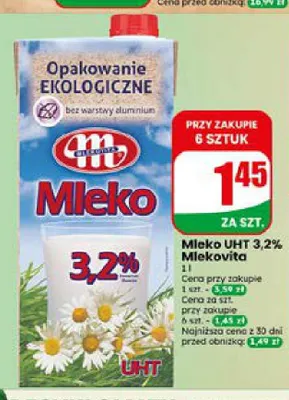 Mleko UHT 3,2% Mlekovita promocja w Dino
