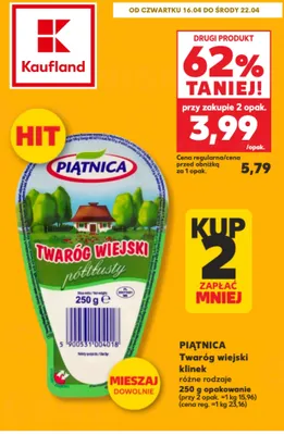Twaróg wiejski klinek półtłusty Piątnica promocja w Kaufland