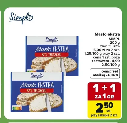 Masło ekstra Simpl promocja w Carrefour Express