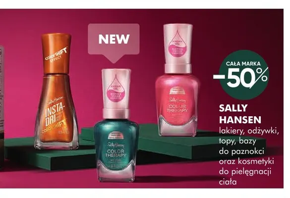 Lakiery, odżywki, topy, bazy do paznokci oraz kosmetyki do pielęgnacji ciała Sally Hansen promocja w Super-Pharm