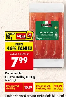 Szynka Prosciutto 100g promocja w Biedronka