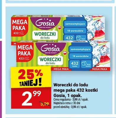 Woreczki do lodu mega paka 432 kostki Gosia promocja w Twój Market