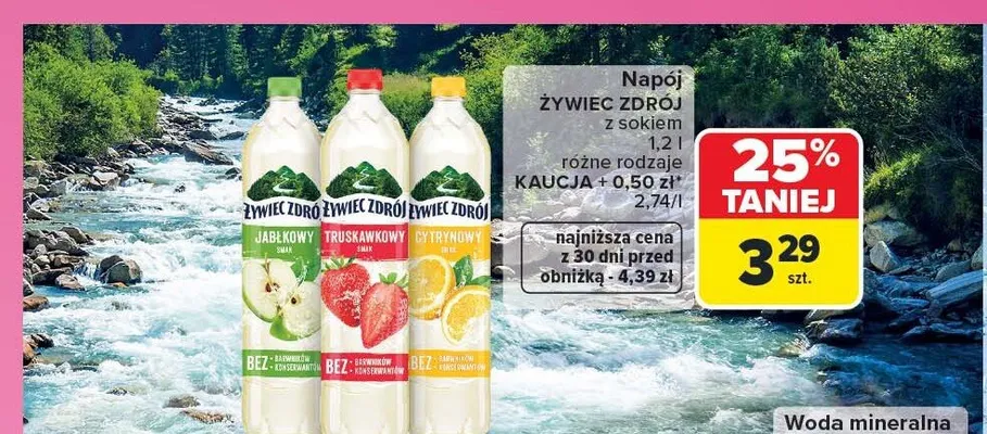 Napój Żywiec Zdrój z sokiem truskawkowy promocja w Carrefour
