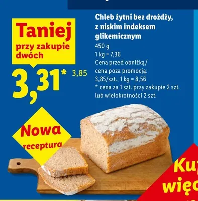 Chleb żytni bez drożdży z niskim indeksem glikemicznym promocja w Lidl