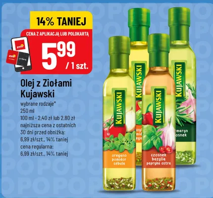 Olej z ziołami Kujawski oregano pomidor cebula promocja w POLOmarket