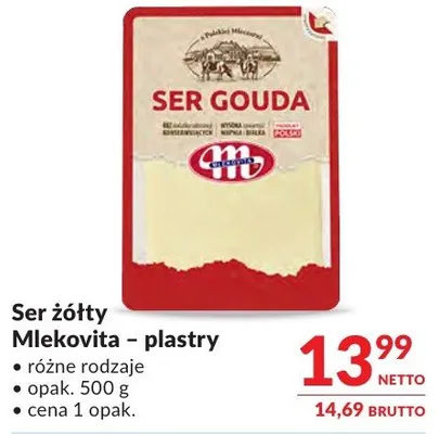 Ser żółty Mlekovita - plastry, różne rodzaje promocja w Makro