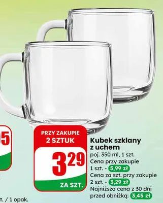 Kubek szklany z uchem promocja w Dino