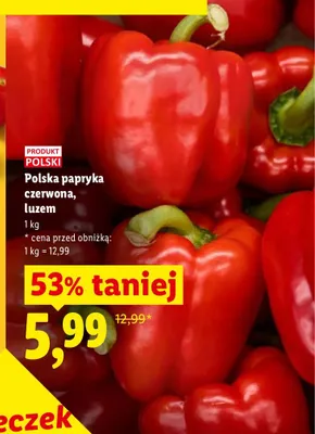 Papryka czerwona luzem polska promocja w Lidl