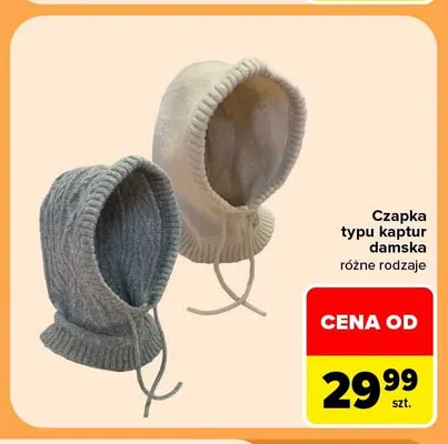 Czapka typu kaptur damska promocja w Carrefour