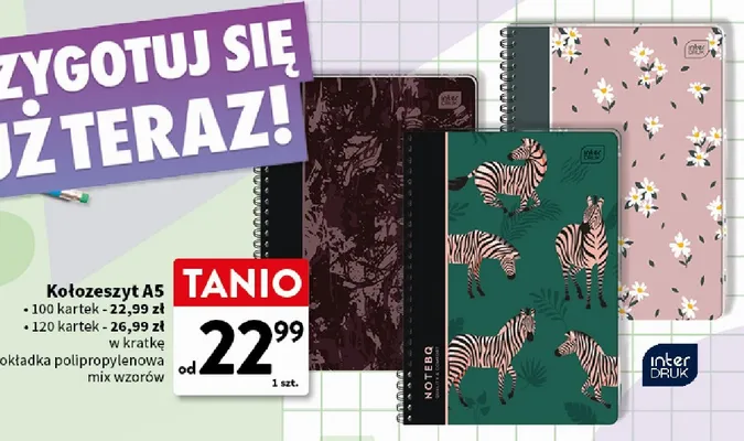 Kołozeszyt A5 Interdruk okładka polipropylenowa 120 kartek promocja w Intermarche