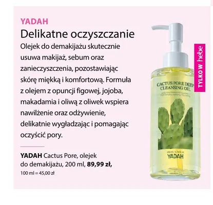 Olejek do demakijażu Cactus Pore Yadah promocja w Hebe