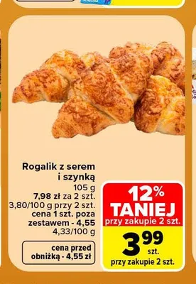 Rogalik z serem i szynką promocja w Carrefour Market