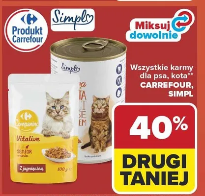Karma dla psa, kota Carrefour, Simpl promocja w Carrefour