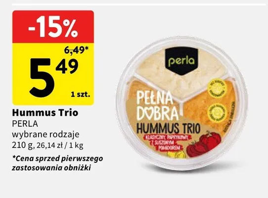 Hummus Trio PERLA wybrane rodzaje promocja w Intermarche