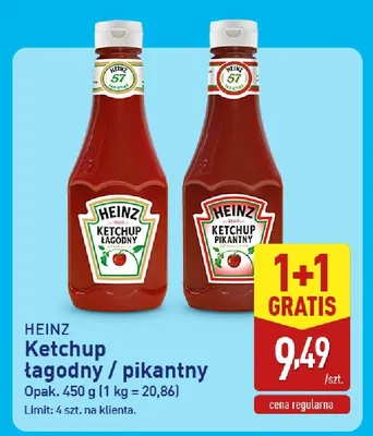 Ketchup łagodny 1+1 GRATIS promocja w Aldi