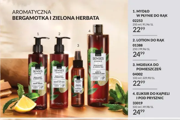 Lotion do rąk Avon Senses Essence Bergamotka i Zielona Herbata promocja w AVON