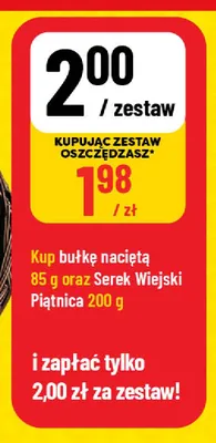 Zestaw bułka nacięta + serek wiejski Piątnica promocja w POLOmarket
