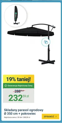 Składany parasol ogrodowy RainGarden Ø 350 cm + pokrowiec promocja w ERLI