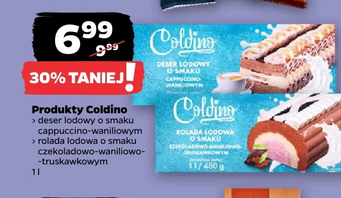 Deser lodowy Coldino cappuccino-waniliowy promocja w Netto