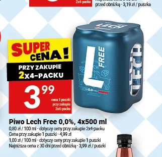 Piwo bezalkoholowe Lech 4-pak 500 ml promocja w Twój Market