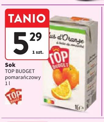 Sok Top Budget pomarańczowy promocja w Intermarche