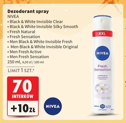 Dezodorant spray Nivea Black & White Invisible Clear promocja w Intermarche