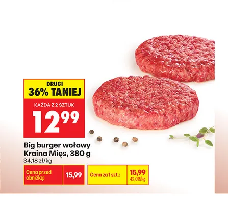 Big burger wołowy Kraina Mięs promocja w Biedronka