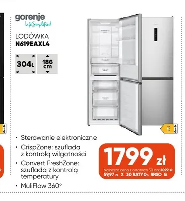 Lodówka N619EAXL4 Gorenje promocja w Max Elektro
