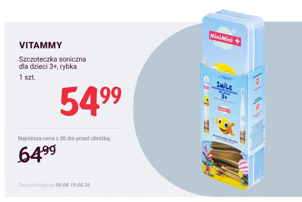 Szczoteczka soniczna dla dzieci Vitammy Smile rybka promocja w Rossmann