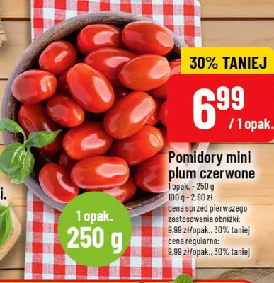 Pomidory mini plum czerwone promocja w POLOmarket