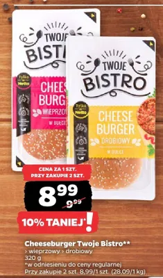 Cheeseburger Twoje Bistro wieprzowy, drobiowy promocja w Netto
