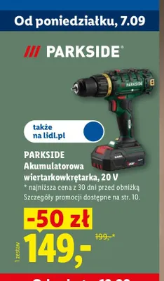 Wiertarkowkrętarka akumulatorowa Parkside promocja w Lidl