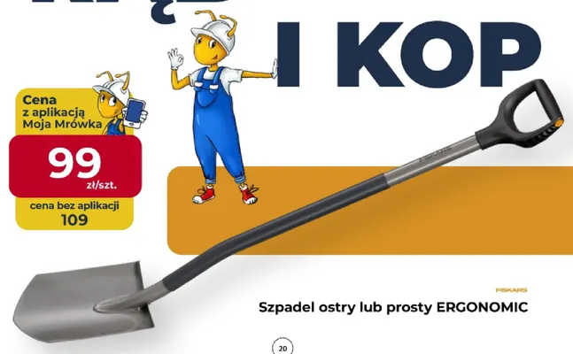Szpadel ostry Ergonomic Fiskars promocja w PSB Mrówka