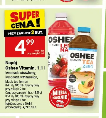 Napój Oshee Vitamin Black Tea Lemon promocja w Twój Market