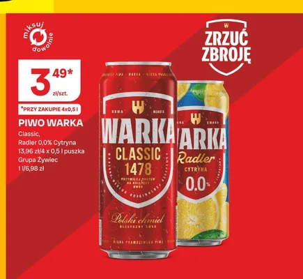 Piwo Warka Classic 4-pak 500ml promocja w Chorten