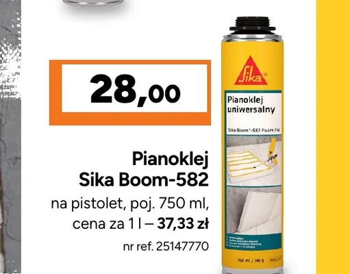 Pianoklej Sika Boom-582 na pistolet promocja w Bricoman