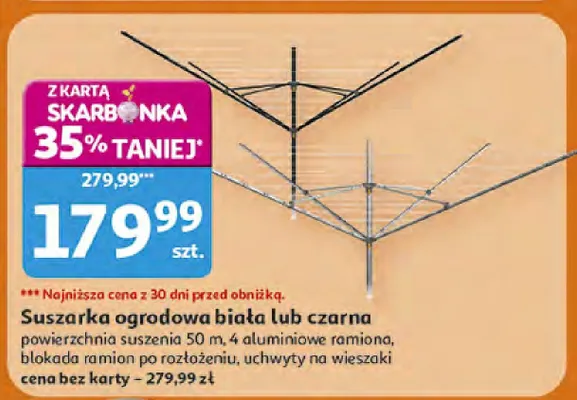 Suszarka ogrodowa biała lub czarna promocja w Auchan
